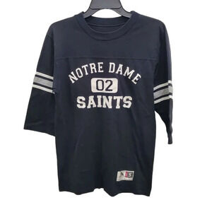 Augusta Sportswear Black White Notre Dame Saints 3/4 Sleeve Football Tee Adult S